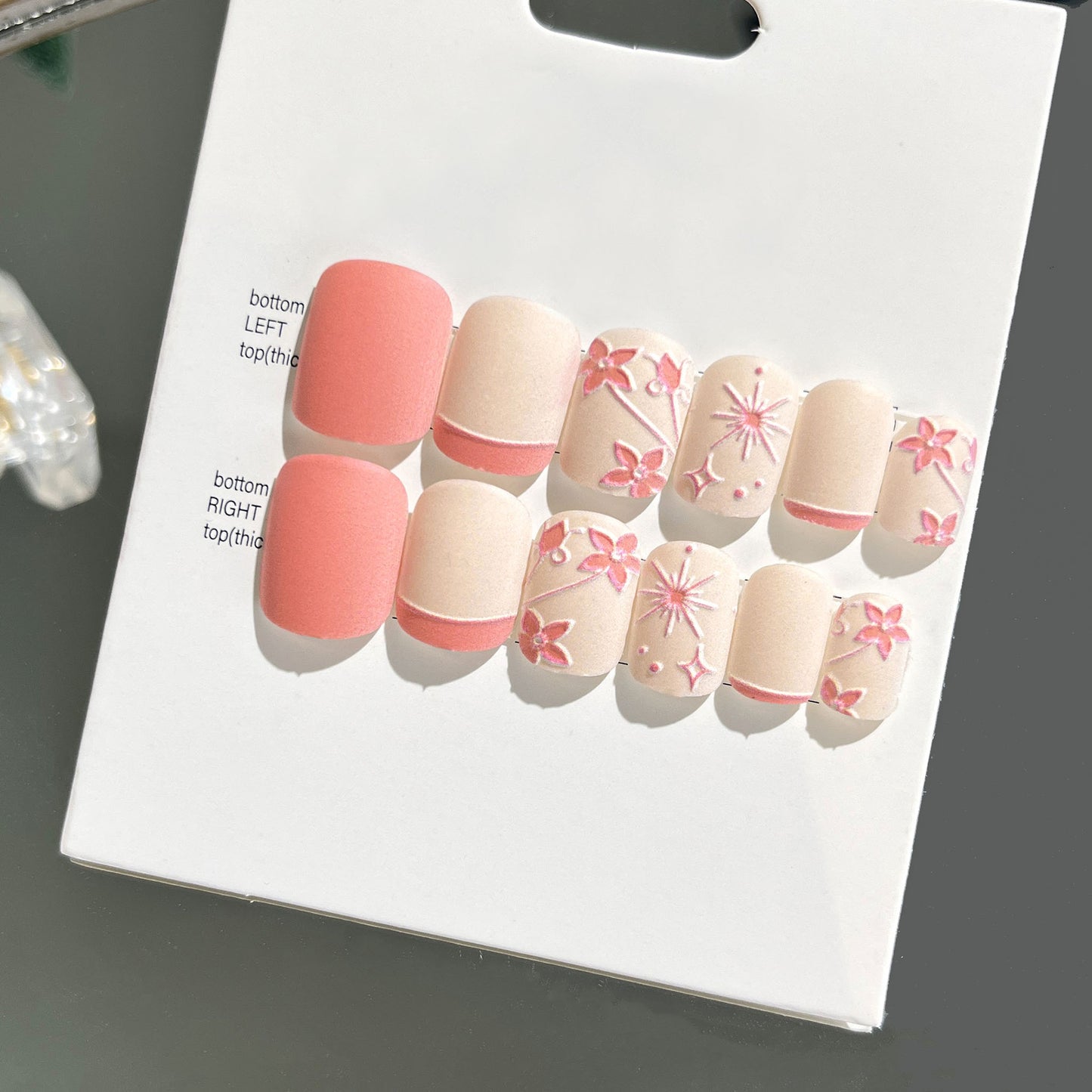 Wearable manicure finished nail patches for adults short bridal style embossed nude color 2023 new nail patches 