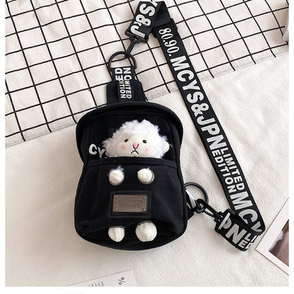Cute little bag for women 2020 new style Internet celebrity versatile canvas crossbody chest bag ins trendy cool female student shoulder bag 