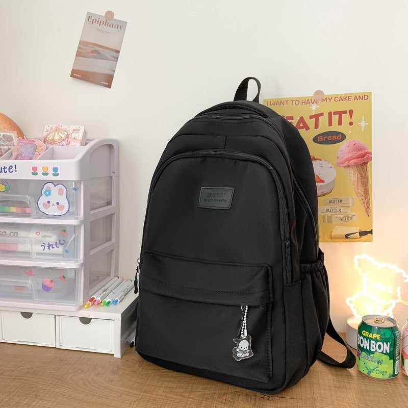 Solid color backpack for women 2023 new style middle school girl girl large capacity high school bag college girl simple backpack 