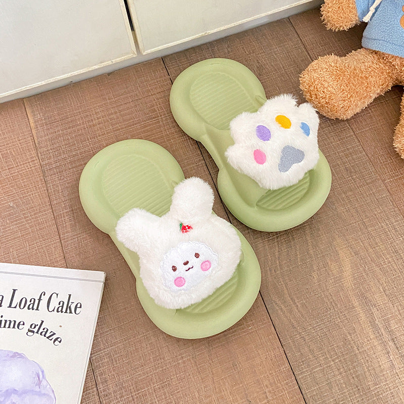 Cartoon rabbit stepping on feces feeling slippers female summer wear non-slip soft bottom student indoor home home bedroom sandals 