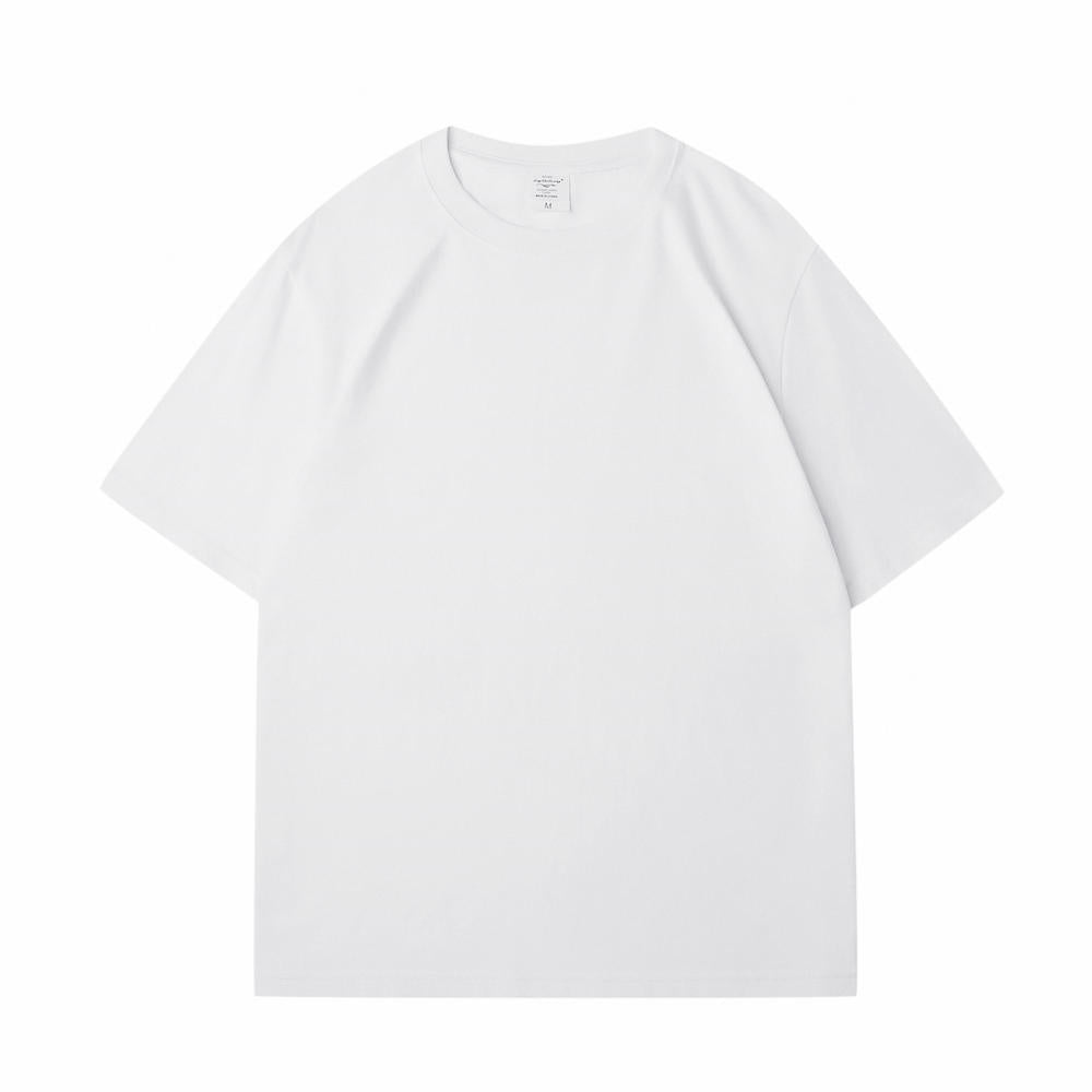 220G重磅新疆精梳纯棉短袖纯色圆领男款落肩宽松半袖空白T-shirt