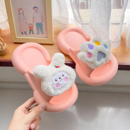 Cartoon rabbit stepping on feces feeling slippers female summer wear non-slip soft bottom student indoor home home bedroom sandals 