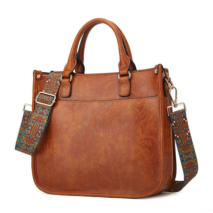 Cross-border bags 2023 autumn and winter new women's bags European and American retro tote bags single shoulder casual simple wide shoulder crossbody bag 
