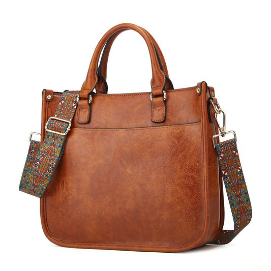 Cross-border bags 2023 autumn and winter new women's bags European and American retro tote bags single shoulder casual simple wide shoulder crossbody bag 