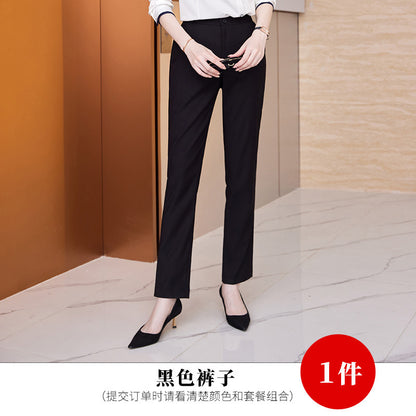 2022秋装新品长袖V领白衬衫女职业装缎面雪纺衫衬衣女上衣打底衫