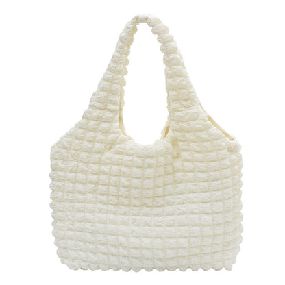 Korean ins girly style cloud puff flower shoulder bag women 2023 new summer canvas simple handbag 