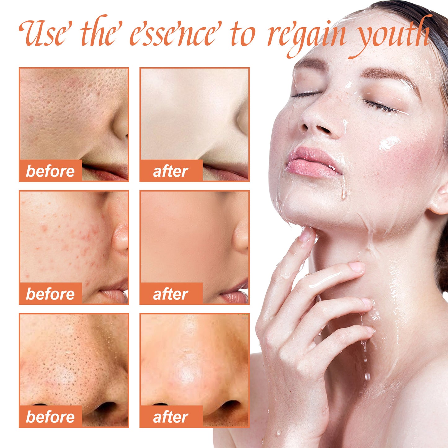 OUHOE Pore Repair Essence delicately brightens skin tone, shrinks pores, hydrates, moisturizes, and tightens skin. 