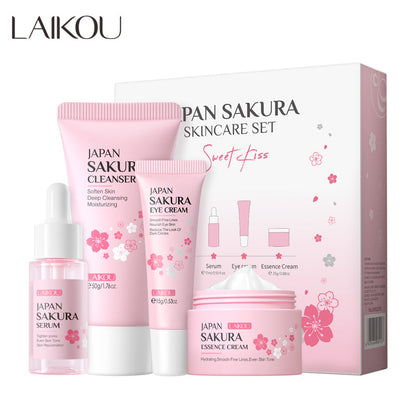 နယ်စပ်ဖြတ်ကျော် Laiko Japanese Sakura Skin Care Set 4-piece Cleansing Essence Eye Cream မျက်နှာခရင်မ် ထုတ်လုပ်သူ လက်လီ၊ 