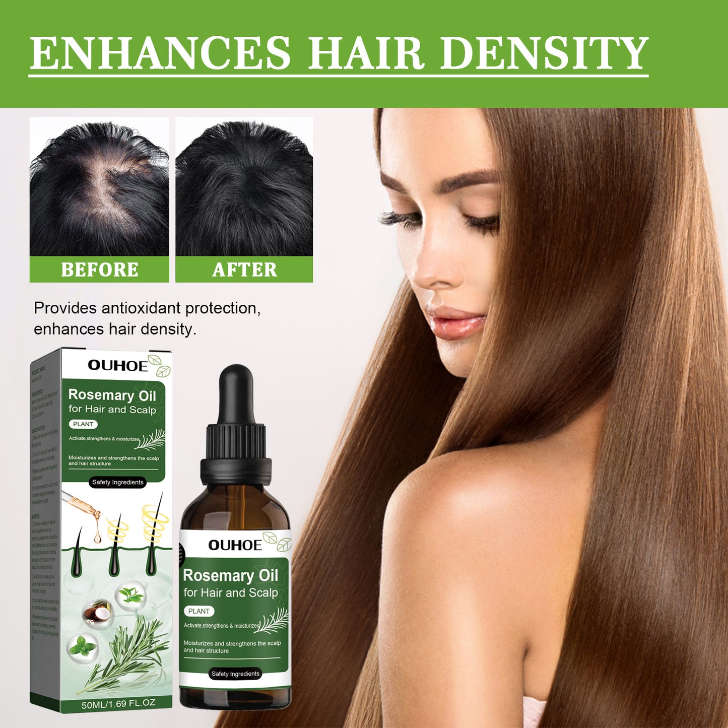 OUHOE hair care rosemary oil solid hair anti-hair loss hair care hair care strong nourishing hair hair care essential oil 