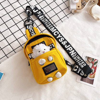 Cute little bag for women 2020 new style Internet celebrity versatile canvas crossbody chest bag ins trendy cool female student shoulder bag 