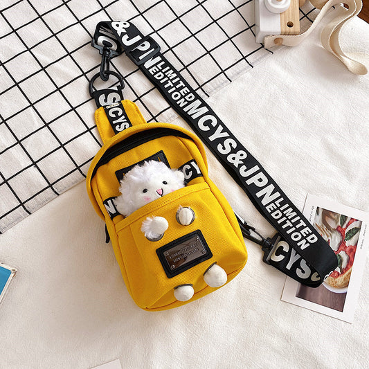 Cute little bag for women 2020 new style Internet celebrity versatile canvas crossbody chest bag ins trendy cool female student shoulder bag 