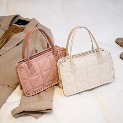 女士手提枕头包2021ladies handbags外贸包包女菱格链条绣花包