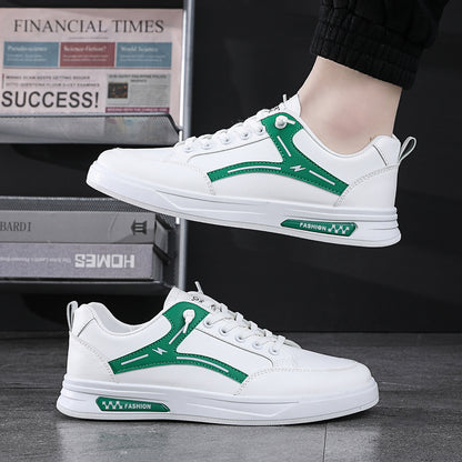 Board shoes men's 2023 new spring men's students sports casual board shoes leather surface Korean version all-match small white shoes