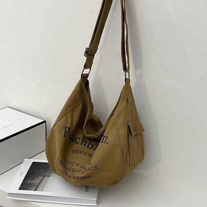 Letter canvas bag for women 2022 new trendy fashion versatile tote bag student class large capacity crossbody bag 