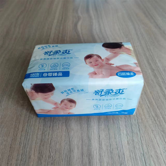 舒柔大包480张8包一提品质抽纸家用纸巾4层母婴可湿水面巾纸直销