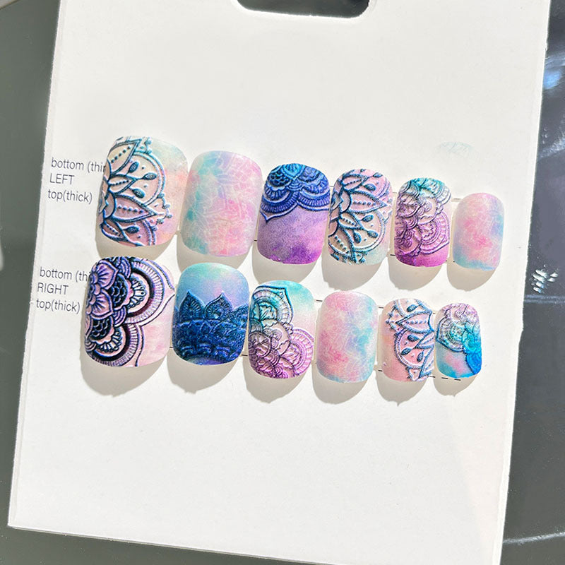 Wearable manicure finished nail patches for adults short bridal style embossed nude color 2023 new nail patches 