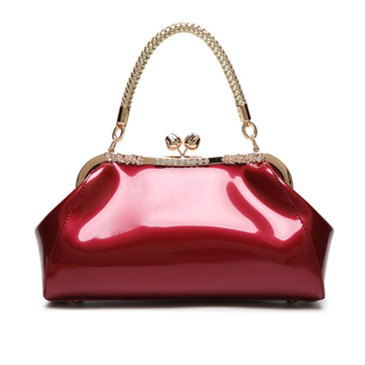 Factory direct sales 2023 fashion patent leather handbag women's bag single shoulder cross-body bridal bag dinner lady bag wedding bag 