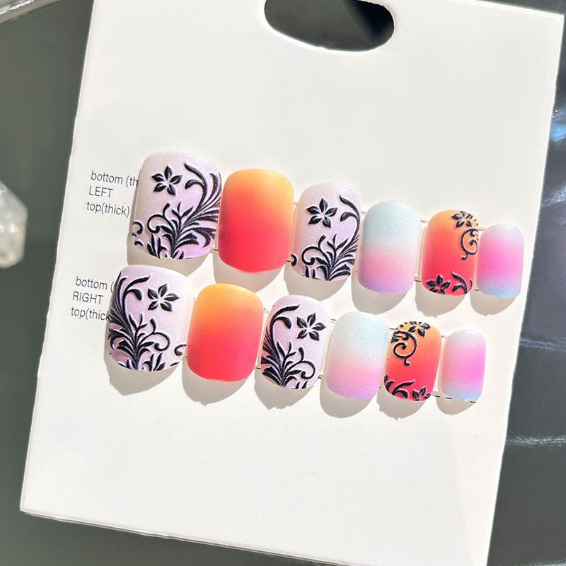 Wearable manicure finished nail patches for adults short bridal style embossed nude color 2023 new nail patches 