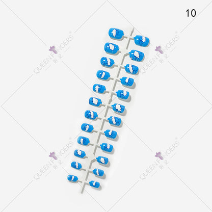 Fingernail Manicure Summer Fruit Series Children's Fake Nails 24 Pieces Strip Cartoon Full Sticker Removable Nail Art Pieces