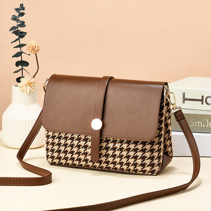 Manufacturer wholesale high-end niche houndstooth bag women's autumn and winter new fashion fashion single shoulder crossbody small square bag 