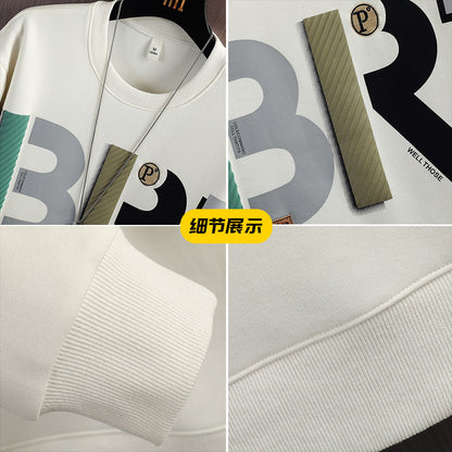2023 Spring and Autumn Round Neck Sweater Men's Trendy Loose Casual Bottom Shirt Couple Internet Celebrity Top Clothes 