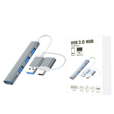 Type-C一拖四USB3.0拓展坞转接线头MAC book手机四合一转换器OTG