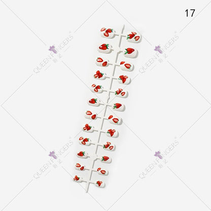 Fingernail Manicure Summer Fruit Series Children's Fake Nails 24 Pieces Strip Cartoon Full Sticker Removable Nail Art Pieces