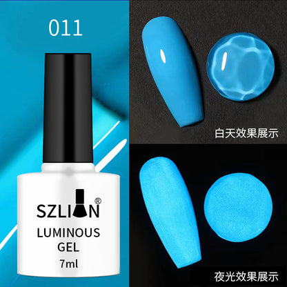 Cross-border popular nail art luminous glue fluorescent color nail polish glue phototherapy glue set popular candy color nail salon exclusive 