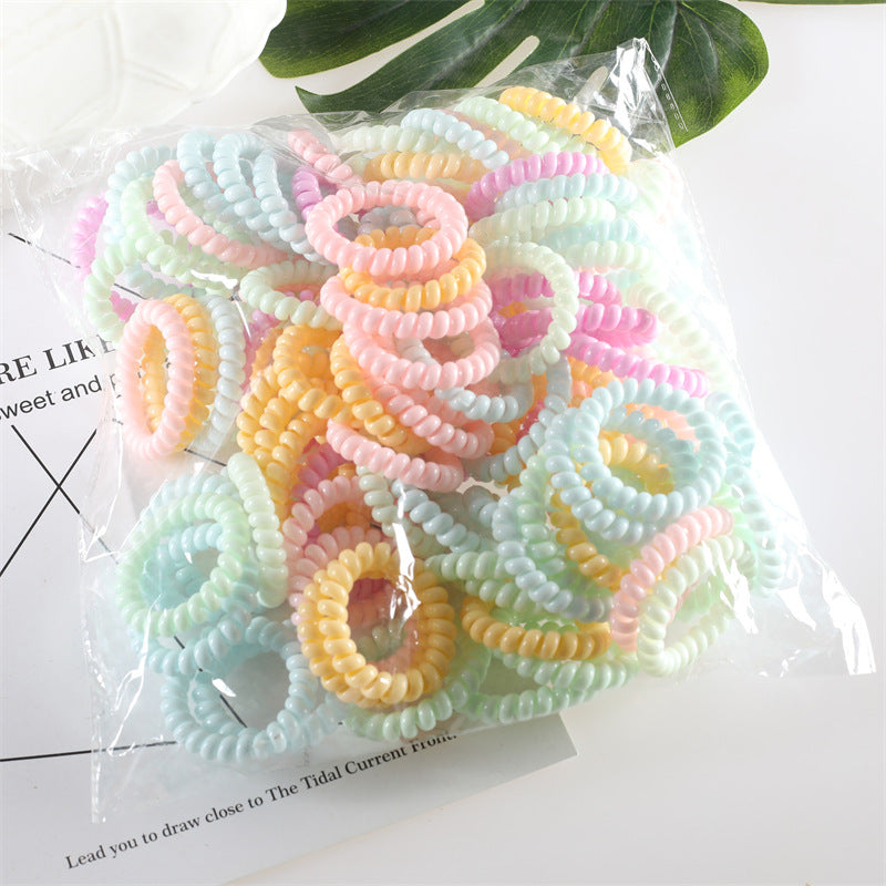 Korean version of the telephone cord hair circle women's hair rope solid color bright surface simple rubber band hair accessories net red head rope wholesale 