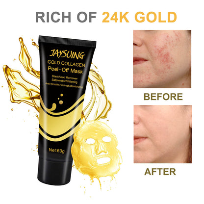 Jaysuing Gold Peel Off Mask Cream Removes Blackheads, Hydrating and Moisturizing Mask, Oil Controls, Shrinks Pores, Apply Mask 