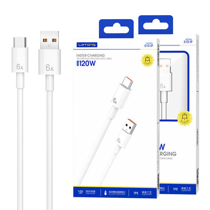乐糖120W超级快充数据线适用iPhone安卓Type-C手机6A大功率充电线