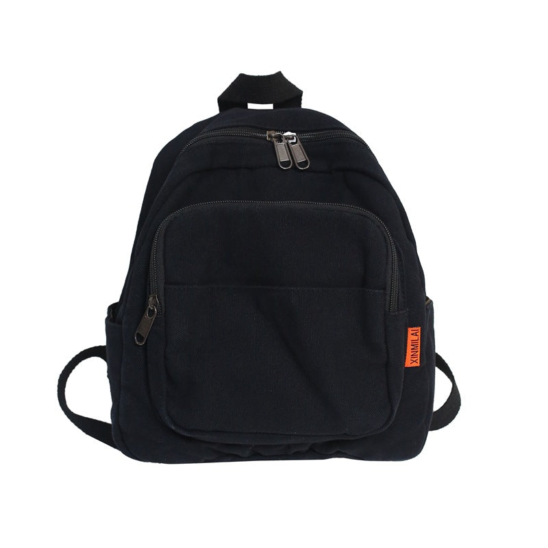Literary Small Backpack Japanese Simple Lazy Style Small Backpack Bag 2023 Summer New Washed Canvas School Bag 