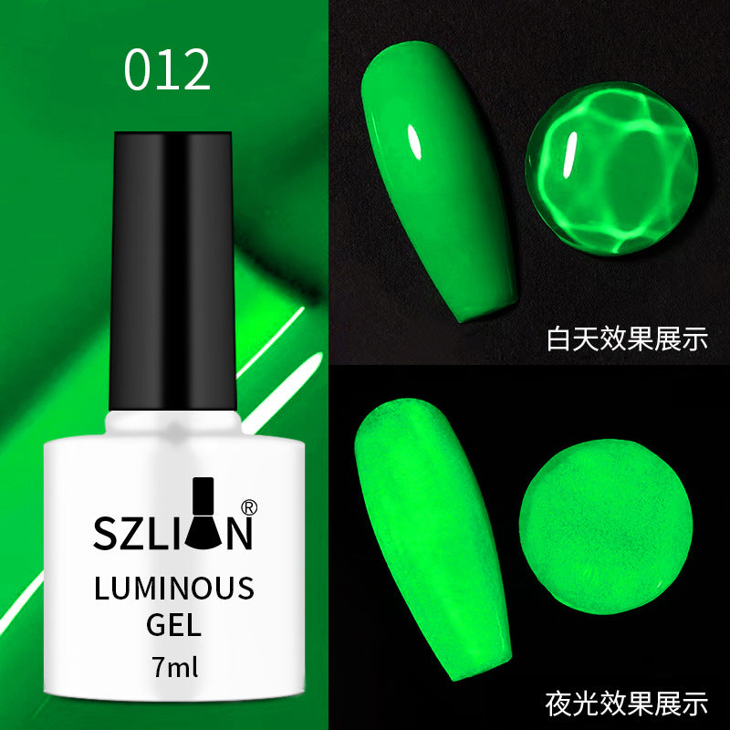 Cross-border popular nail art luminous glue fluorescent color nail polish glue phototherapy glue set popular candy color nail salon exclusive 