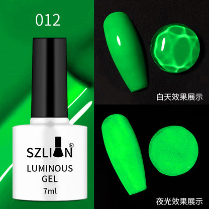 Cross-border popular nail art luminous glue fluorescent color nail polish glue phototherapy glue set popular candy color nail salon exclusive 