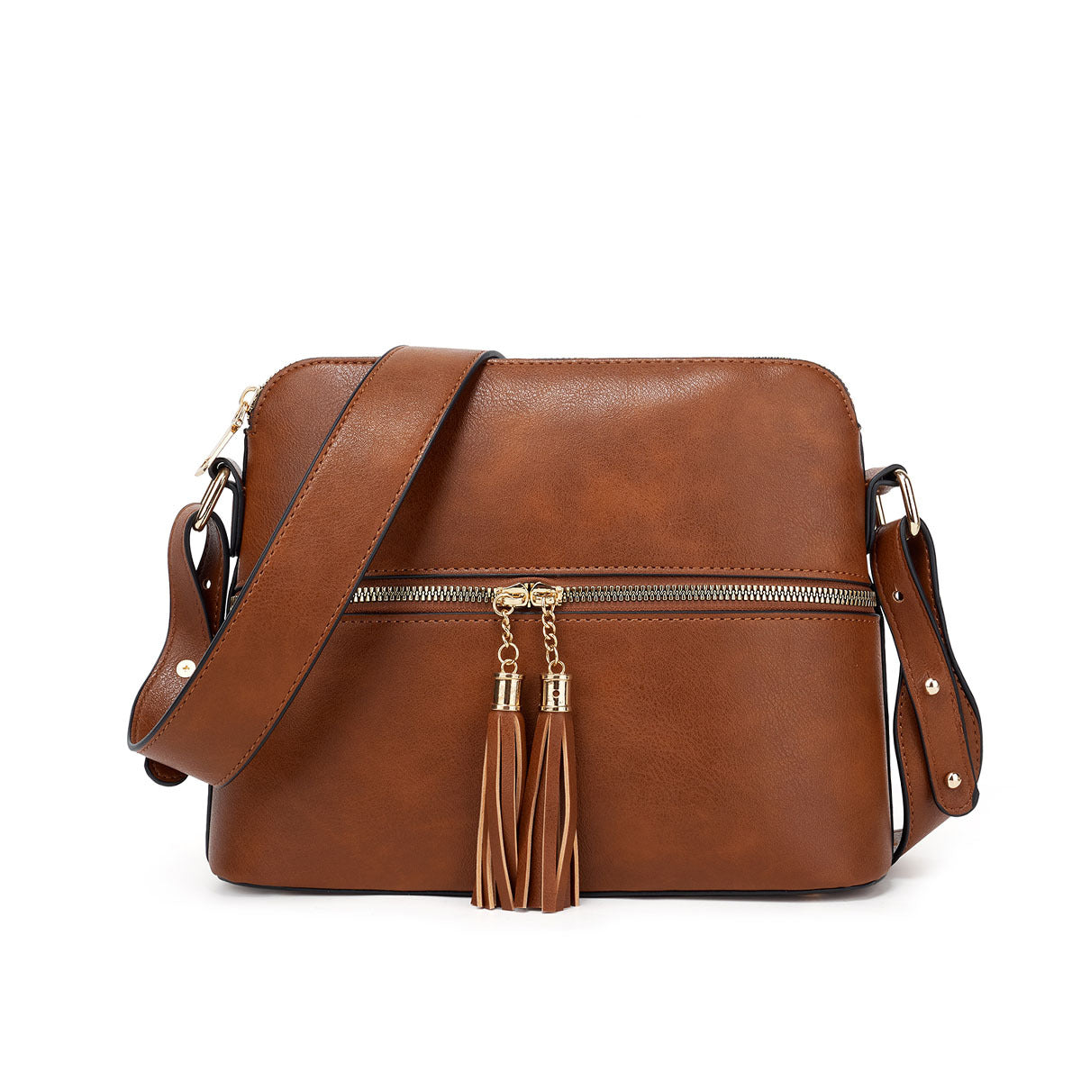 Amazon's best-selling bags 2023 new women's bag European and American retro double-tassel shell bag zipper cross-body shoulder bag 