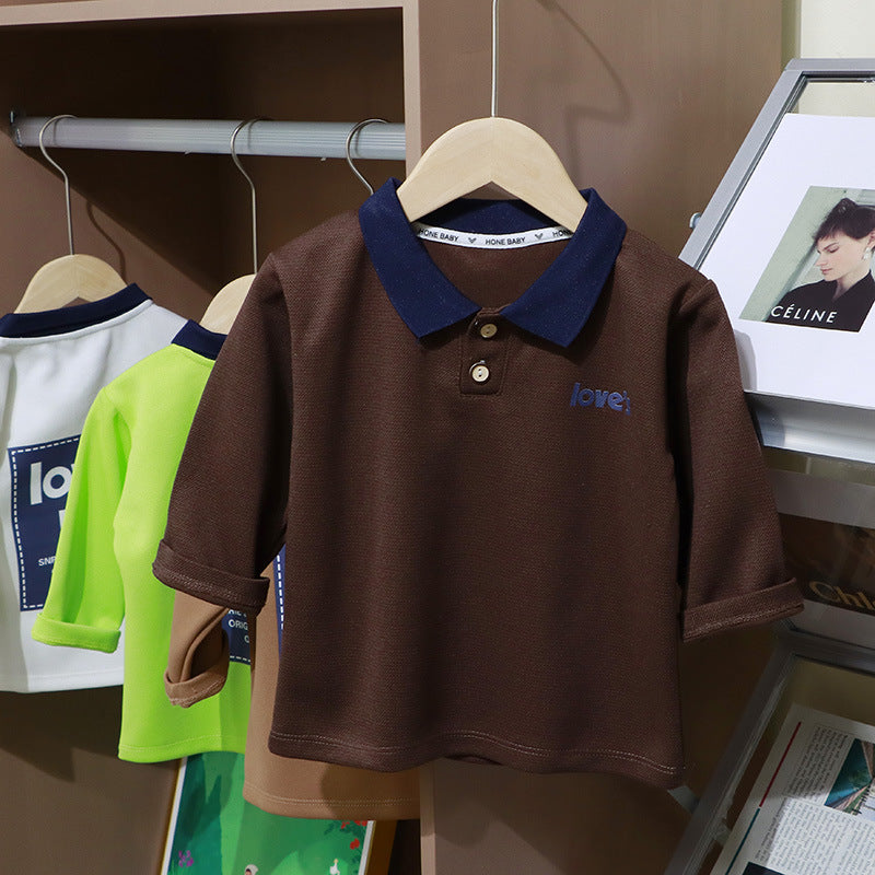 儿童polo衫女童外穿打底男童polo领上衣男童t恤宝宝衣服服服批发