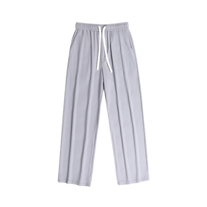 Summer new men's Korean version of ice silk ultra-thin breathable casual pants tide couple net red same style solid color straight pants 