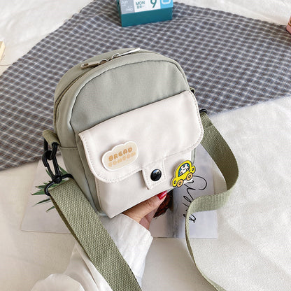 Canvas small bag women's crossbody lightweight shoulder bag 2021 new summer small fresh and cute student mobile phone bag 