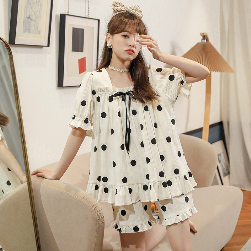 Strict selection of summer pajamas female fairy princess style cotton casual short-sleeved shorts sweet student home service suit female