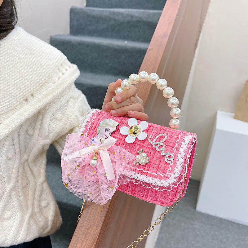 New style children's small square bag, stylish princess handbag, Korean style girl's chain crossbody bag, children's shoulder bag wholesale 