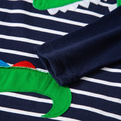 2024 new children's spring and autumn baby striped tops pure cotton fake two-piece cartoon children's clothing manufacturers one piece dropshipping 