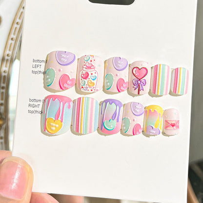 Wearable manicure finished nail patches for adults short bridal style embossed nude color 2023 new nail patches 