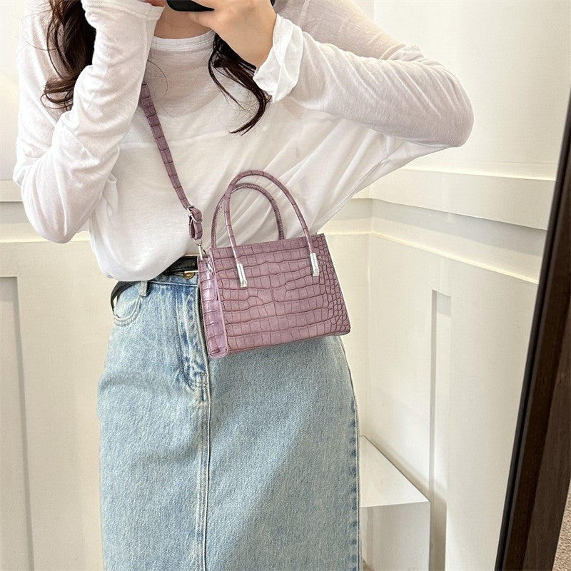 2023 New Trendy Fashion Stone Pattern Large Bag Casual Shoulder Bag Large Capacity Western Style Solid Color Handheld Tote Bag 