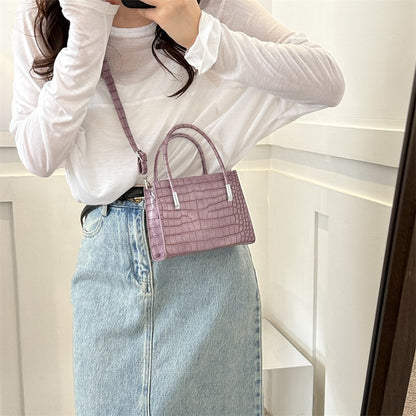 2023 New Trendy Fashion Stone Pattern Large Bag Casual Shoulder Bag Large Capacity Western Style Solid Color Handheld Tote Bag 