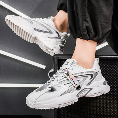 Men's shoes 2023 new summer breathable mesh shoes all-match small white men's sports and leisure increase daddy ins trendy shoes