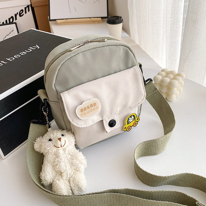Canvas small bag women's crossbody lightweight shoulder bag 2021 new summer small fresh and cute student mobile phone bag 