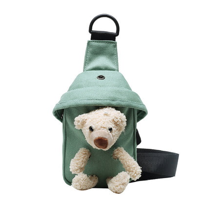 Girls Bags 2020 New Bear Bag Canvas Chest Bag Internet Celebrity Cute Student Crossbody Bag Personalized Waist Bag Trendy 
