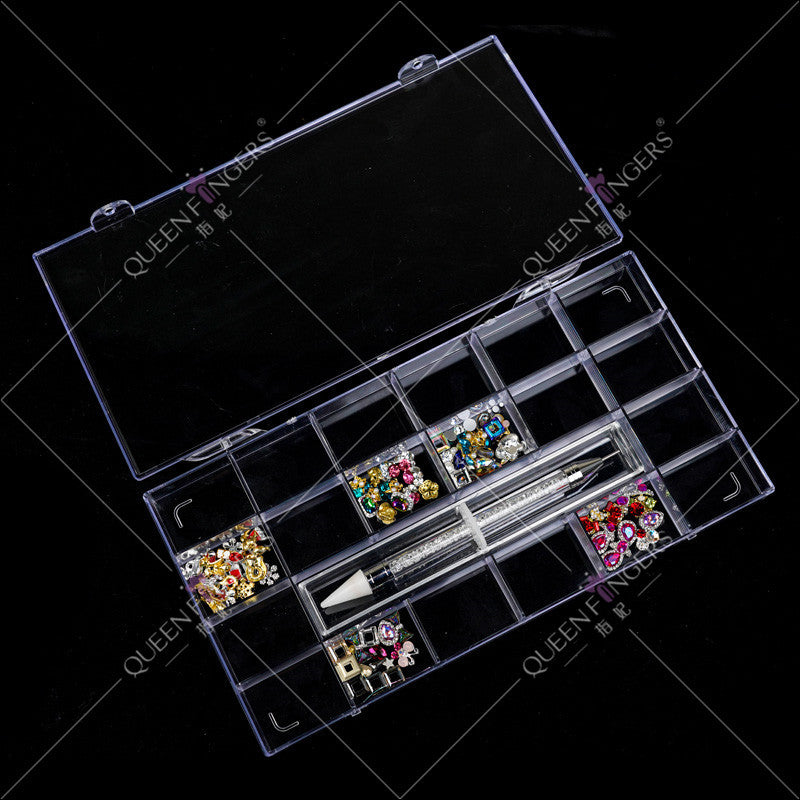 Nail Art Diamond Jewelry 21 Grids Flat Bottom Special Shaped Diamond Size Mixed Nail Art Diamond Special Shaped Glass Diamond DIY Accessories Set 