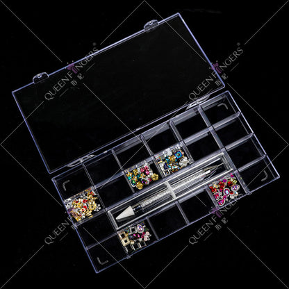 Nail Art Diamond Jewelry 21 Grids Flat Bottom Special Shaped Diamond Size Mixed Nail Art Diamond Special Shaped Glass Diamond DIY Accessories Set 