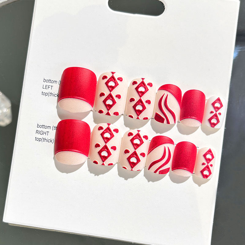 Wearable manicure finished nail patches for adults short bridal style embossed nude color 2023 new nail patches 